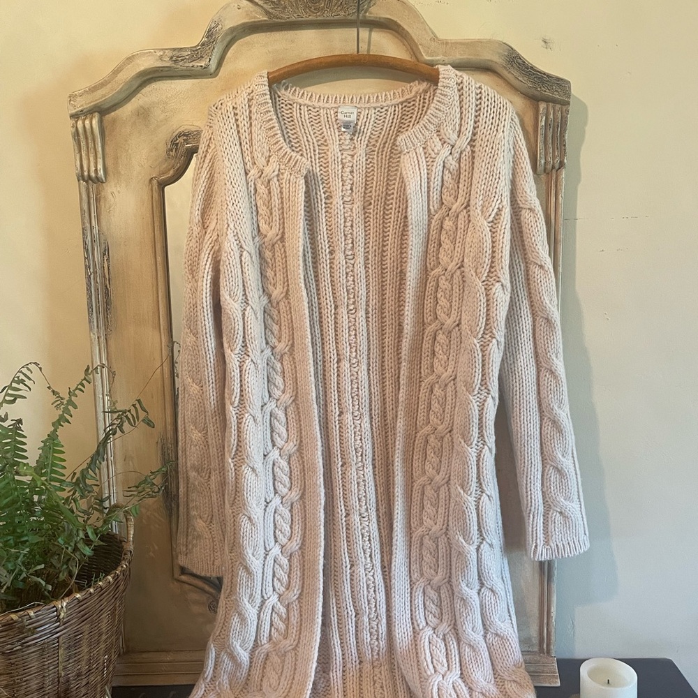 Garnet Hill Cream Cable Knit Wool Coat